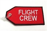 Embroidered White on Red w/Black Border Flight Crew Bag Tag
