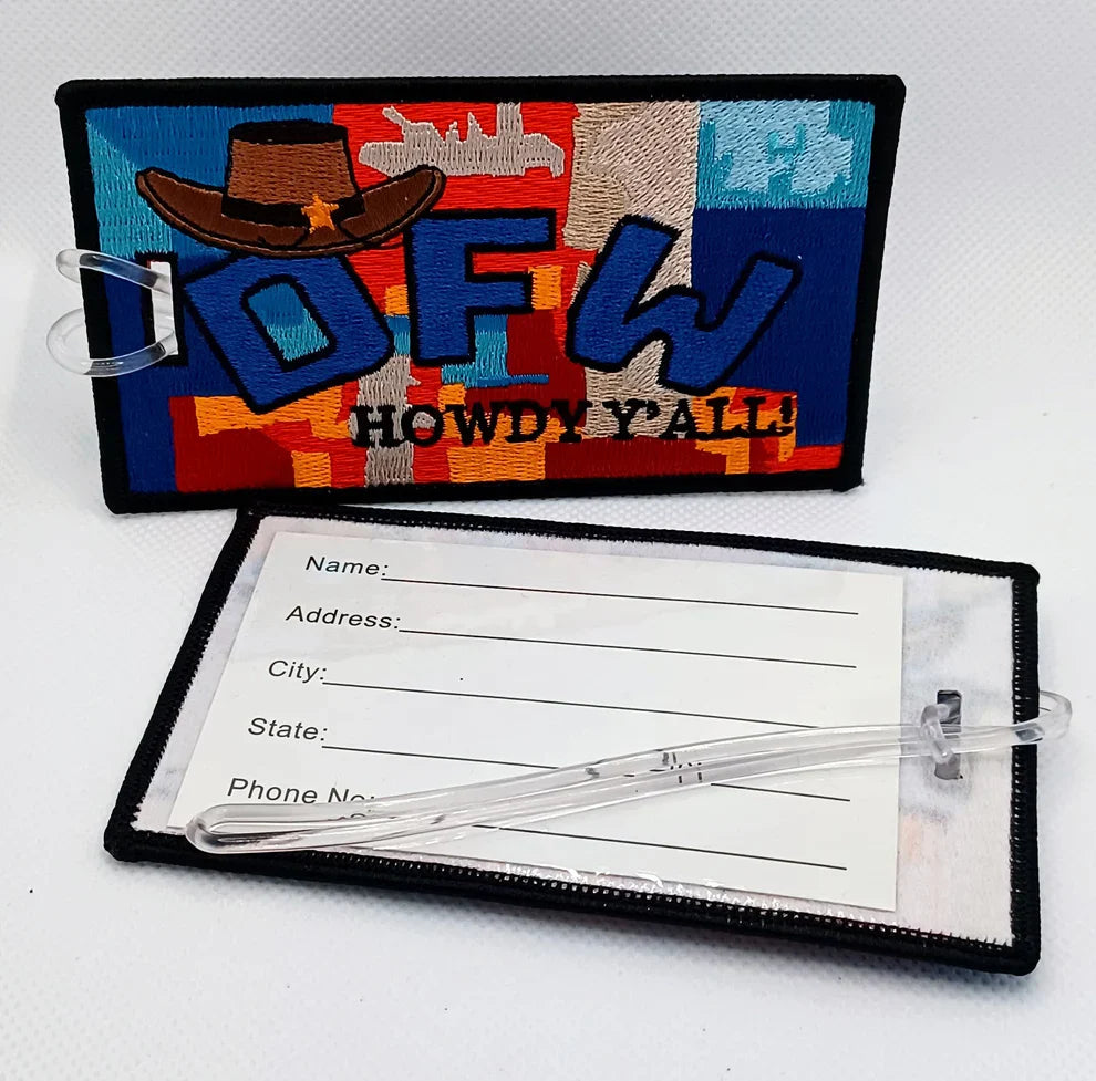 Howdy Y'ALL - DFW - Embroidered Bag Tag
