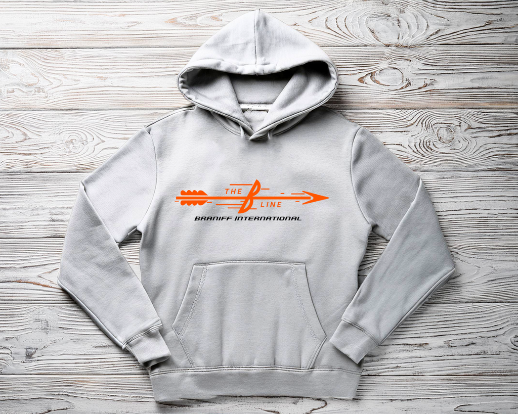 Braniff Airlines - THE B LINE Unisex Screen Printed Hooded Sweatshirt