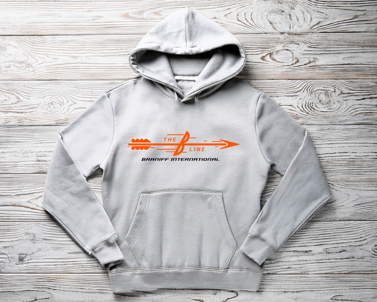 Braniff Airlines - THE B LINE Unisex Screen Printed Hooded Sweatshirt