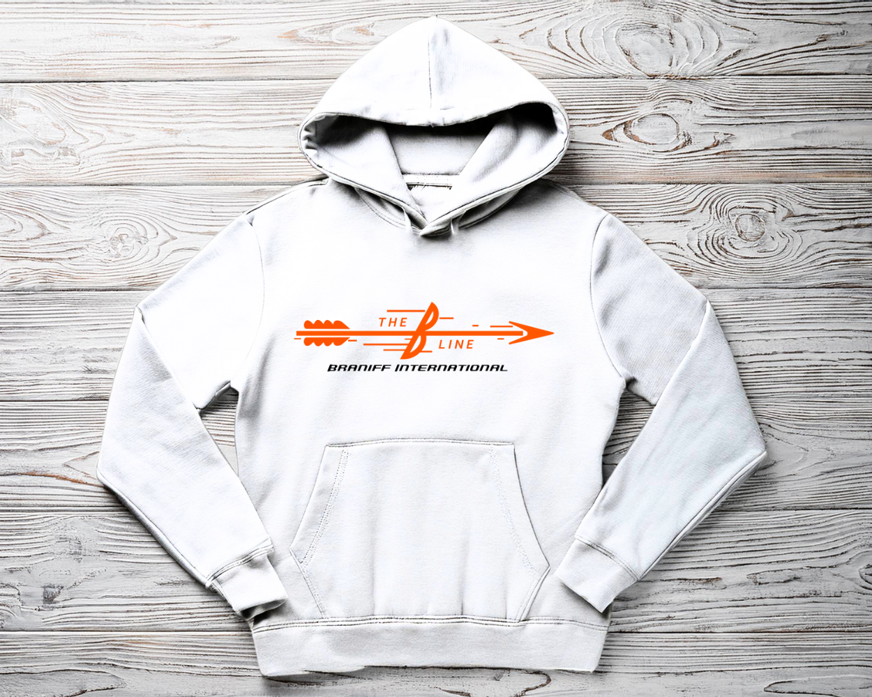 Braniff Airlines - THE B LINE Unisex Screen Printed Hooded Sweatshirt