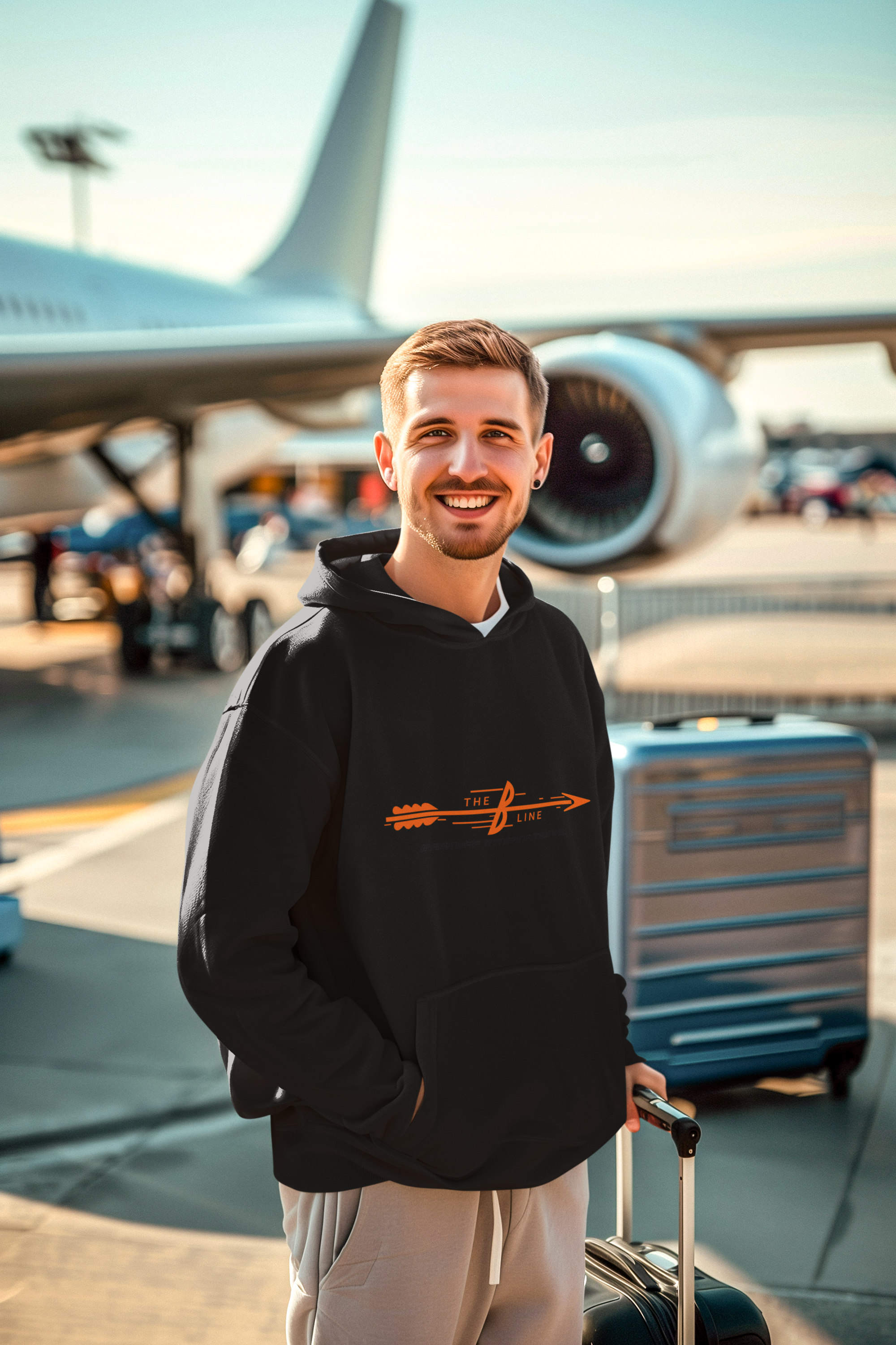 Braniff Airlines - THE B LINE Unisex Screen Printed Hooded Sweatshirt