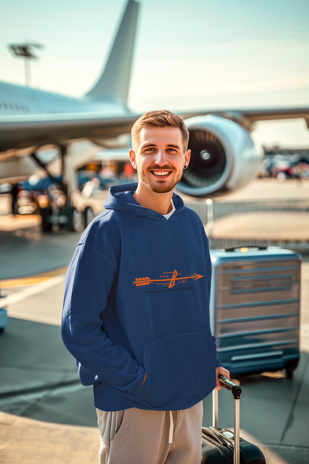 Braniff Airlines - THE B LINE Unisex Screen Printed Hooded Sweatshirt