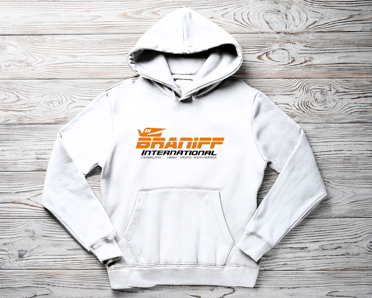 Braniff International Unisex Screen Printed Hooded Sweatshirt