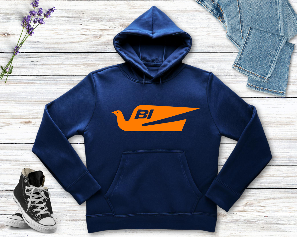 Braniff Airlines - Bird Logo Unisex Hooded Sweatshirt Screen Printed