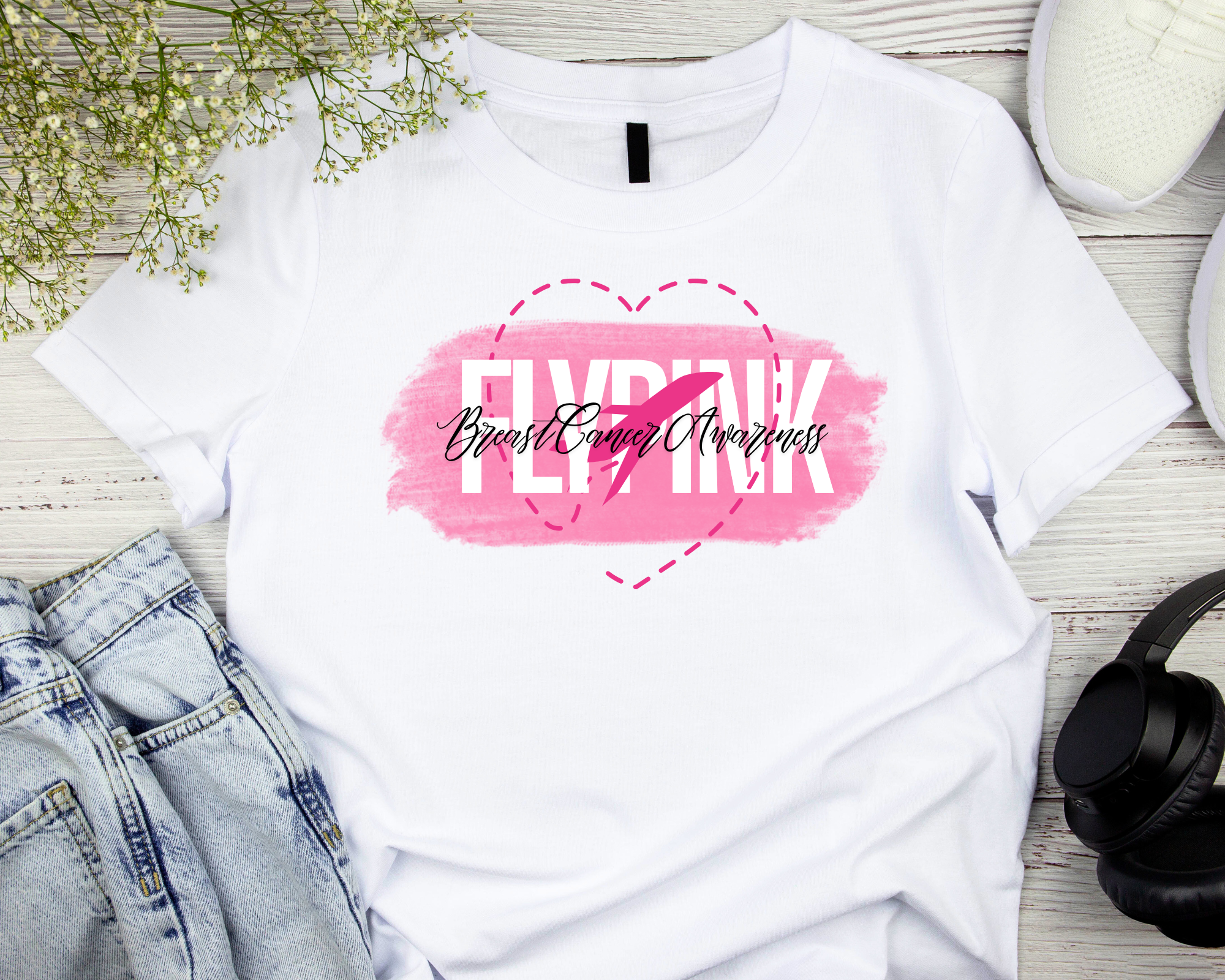 2025 Fly Pink 2 Breast Cancer Awareness Lightweight Unisex T-shirt