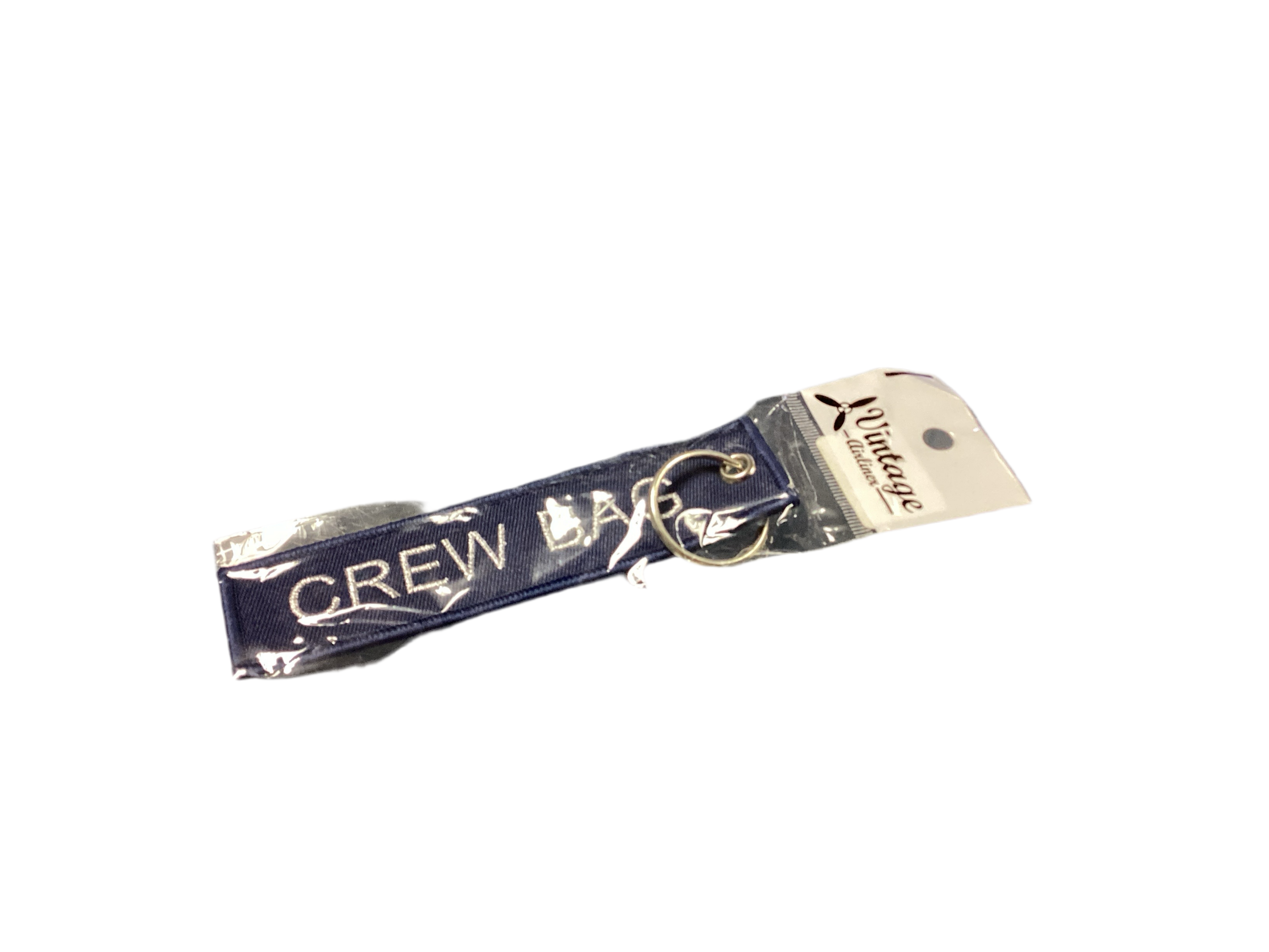 Crew Bag Key Tag - Silver on Navy