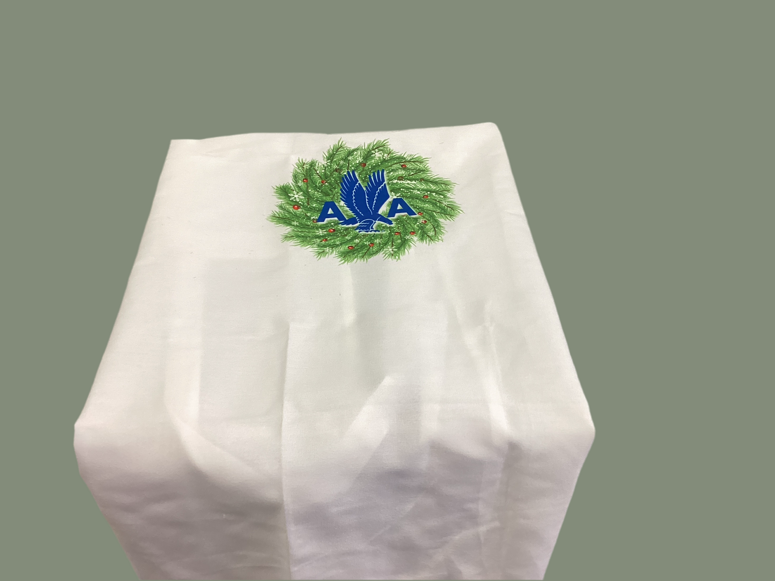 AA 1940's Blue Logo Apron w/Holiday Wreath