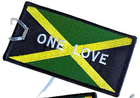 ONE LOVE JAMAICAN FLAG - Embroidered Bag Tag