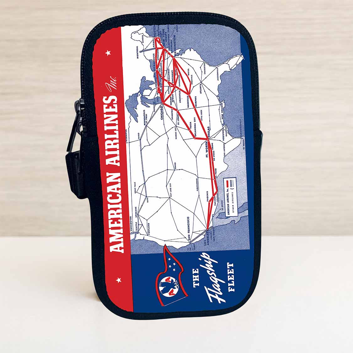 American Airlines Flagship Fleet Route Map Travel Pouch