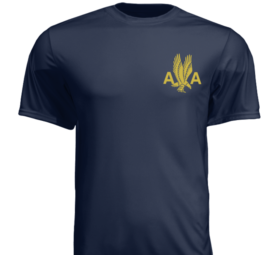 AA 1940's Gold Eagle Logo Wicking T-Shirt Short Sleeve