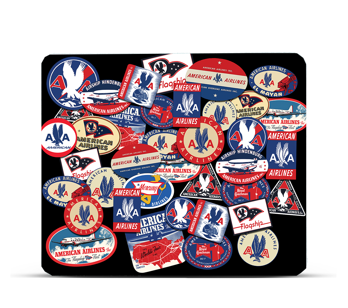 American Airlines Bag Sticker Collage Mousepad
