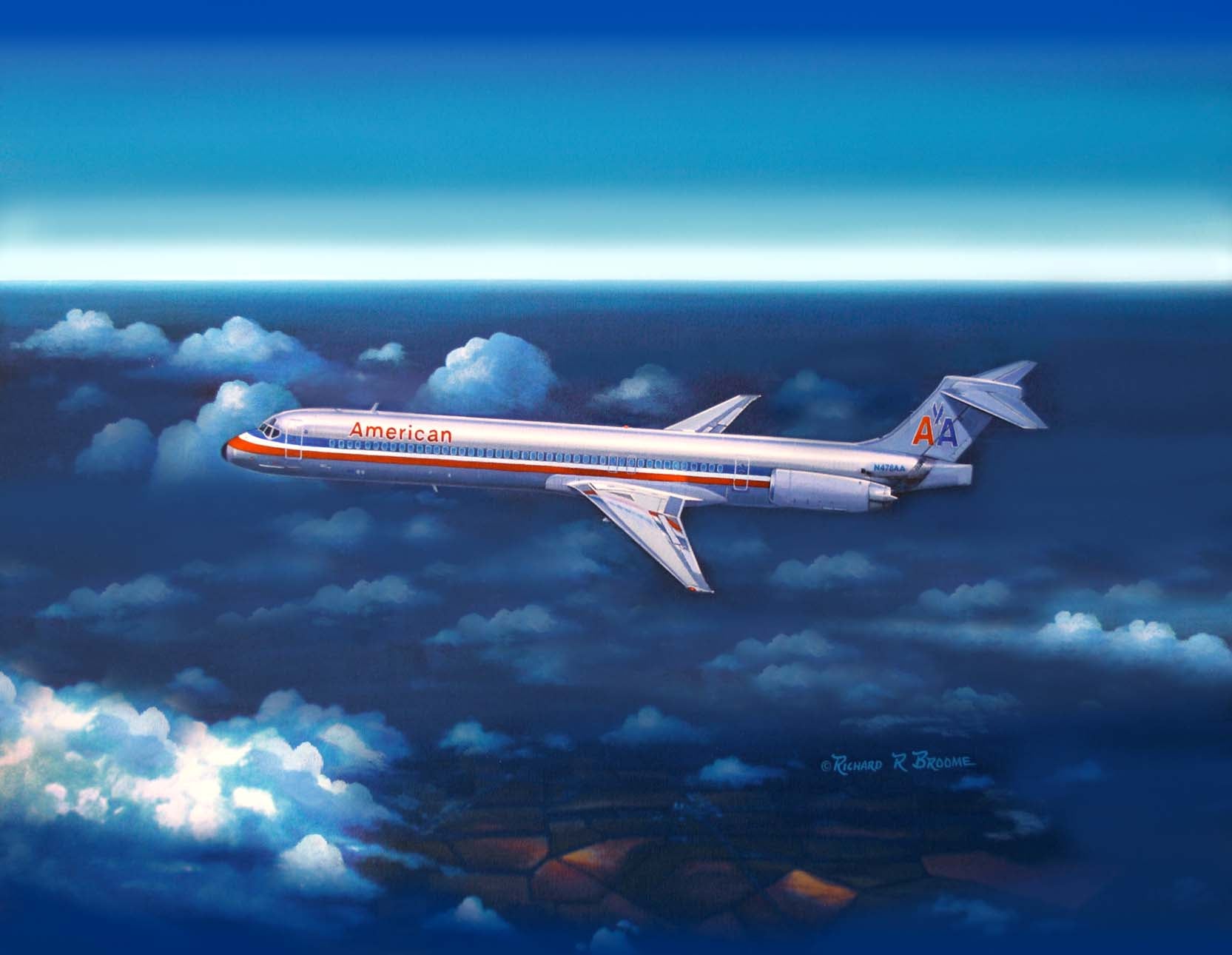 American Airlines MD80 Note Card by Rick Broome