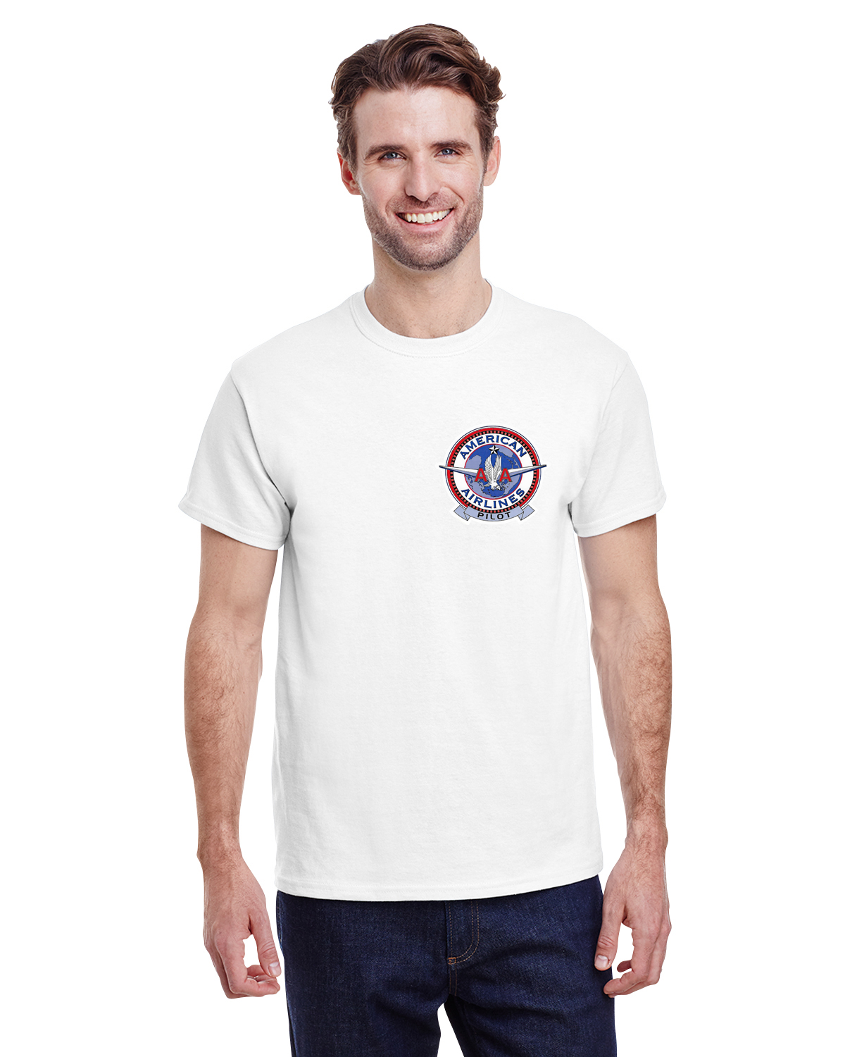 American Airlines Pilot Bag Sticker Left Chest T-shirt