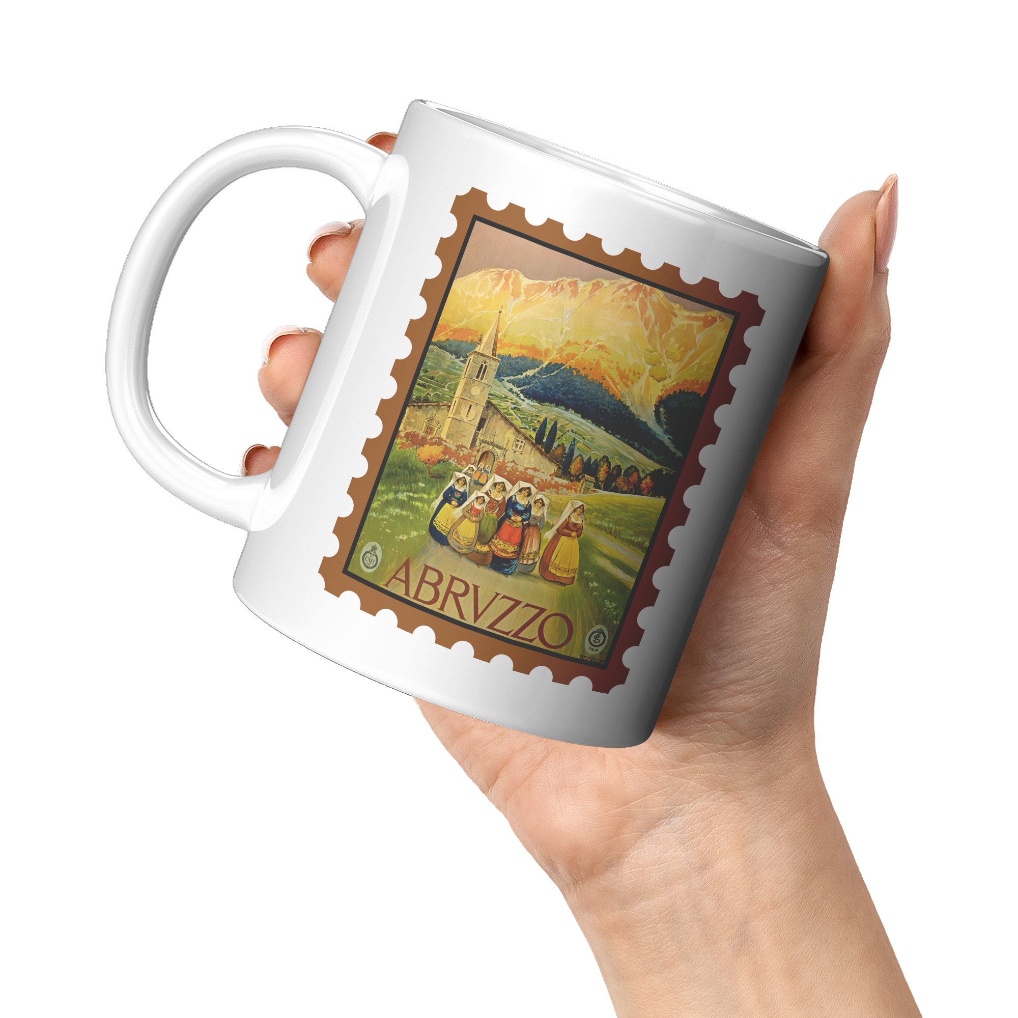 Abruzzo_Italy_Travel_Poster_Coffee_Mug_11oz_White_LH_Model_Mockup.png