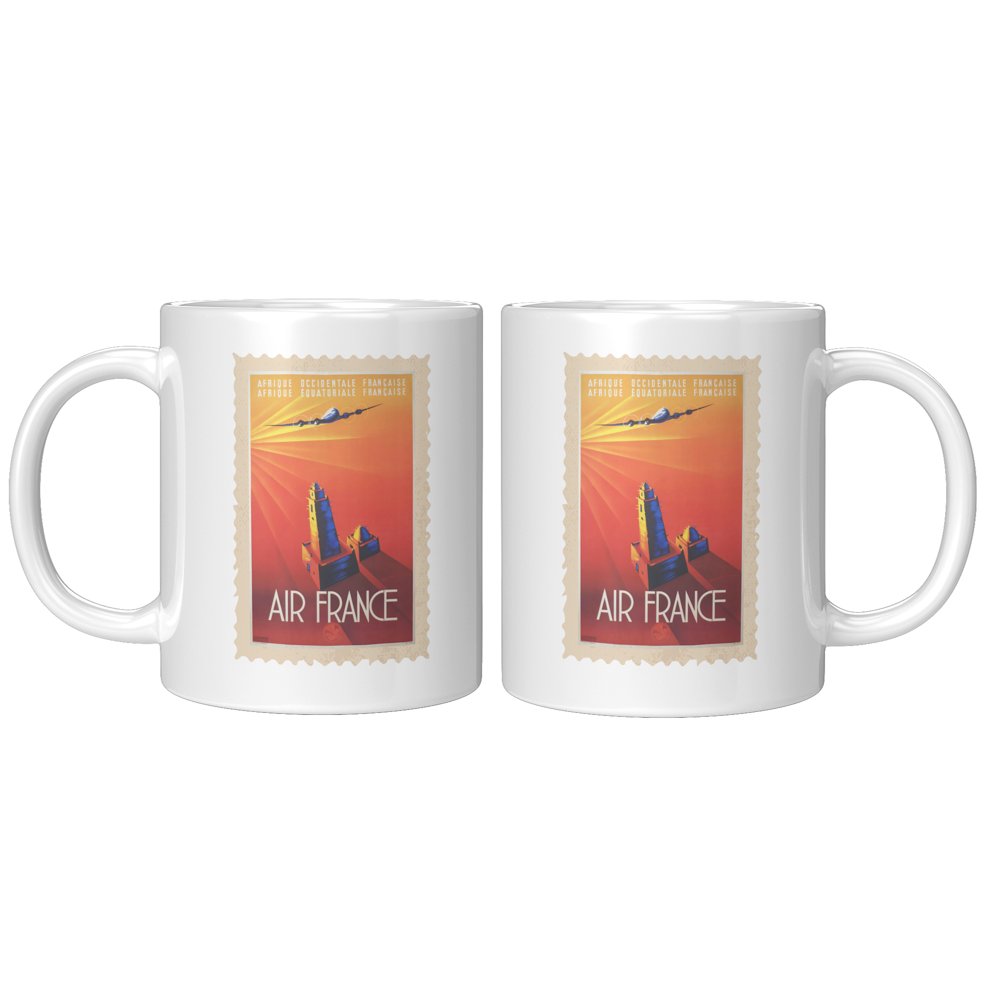 Air France 1950s Middle East Travel Poster Coffee Mug