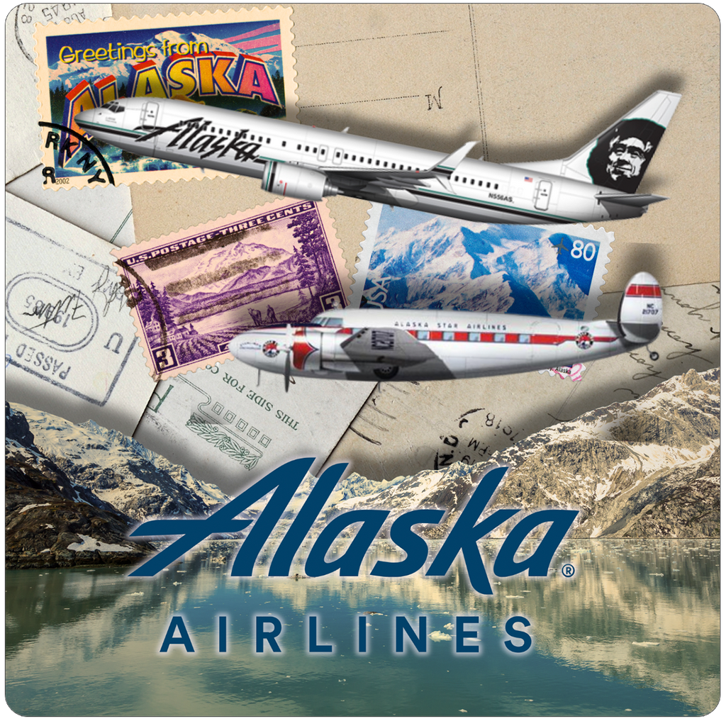 Alaska Flight Stamped Sandstone Coaster