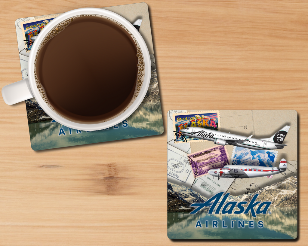 Alaska Flight Stamped Sandstone Coaster