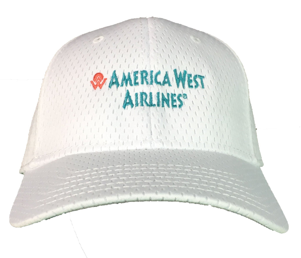 America West White Mesh Cap Front
