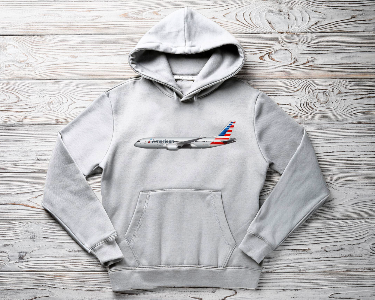 American Airlines 2013 Livery Hooded Sweatshirt Screen Printed