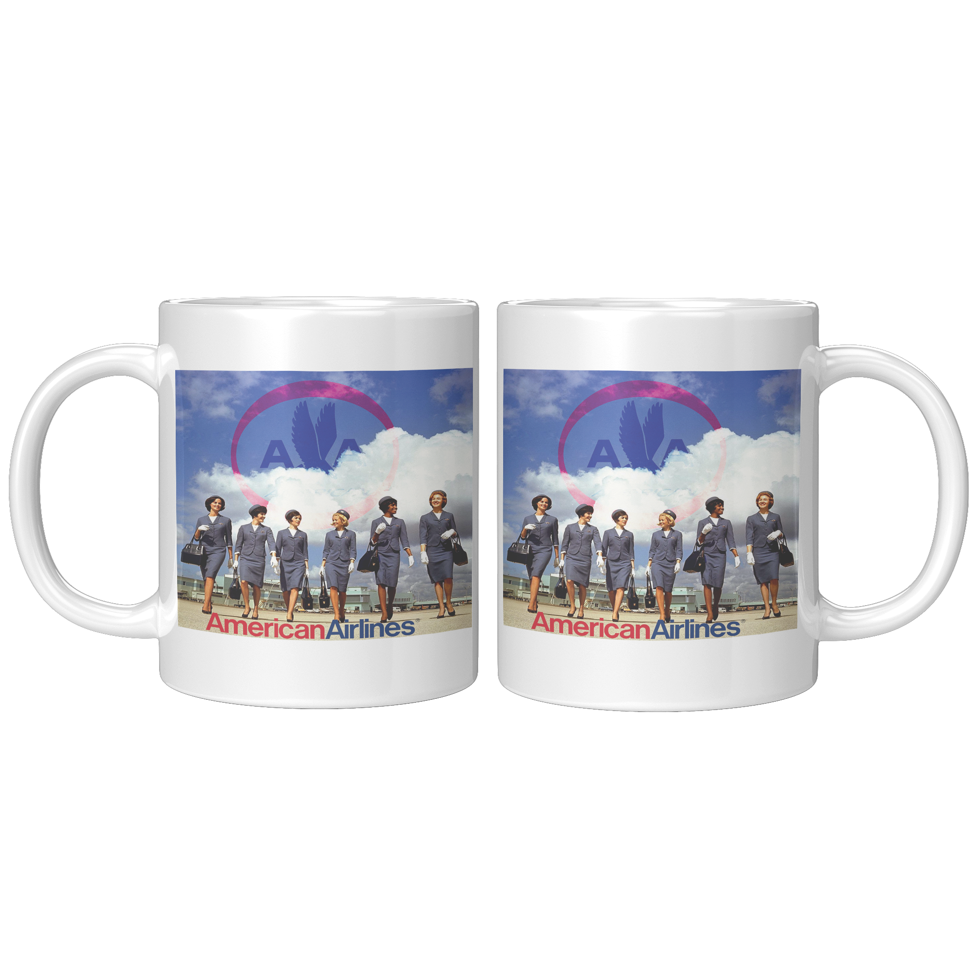 American_Airlines_1960s_Stewardess_Image_11oz_White_FrontBack_Mockup.png