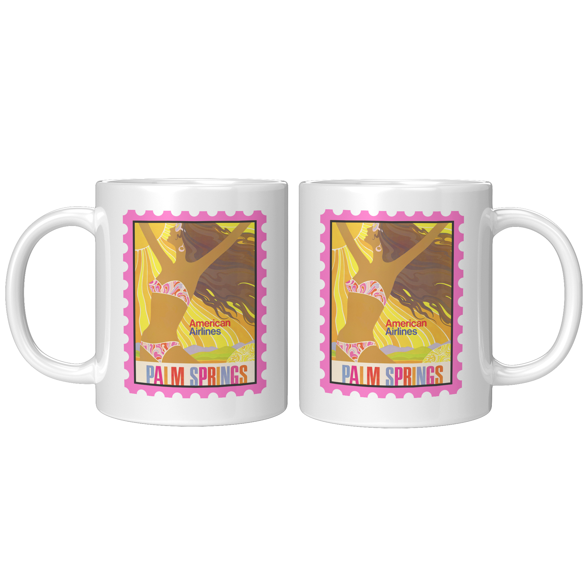 American Airlines Palm Springs Travel Poster from the 1960s Coffee Mug