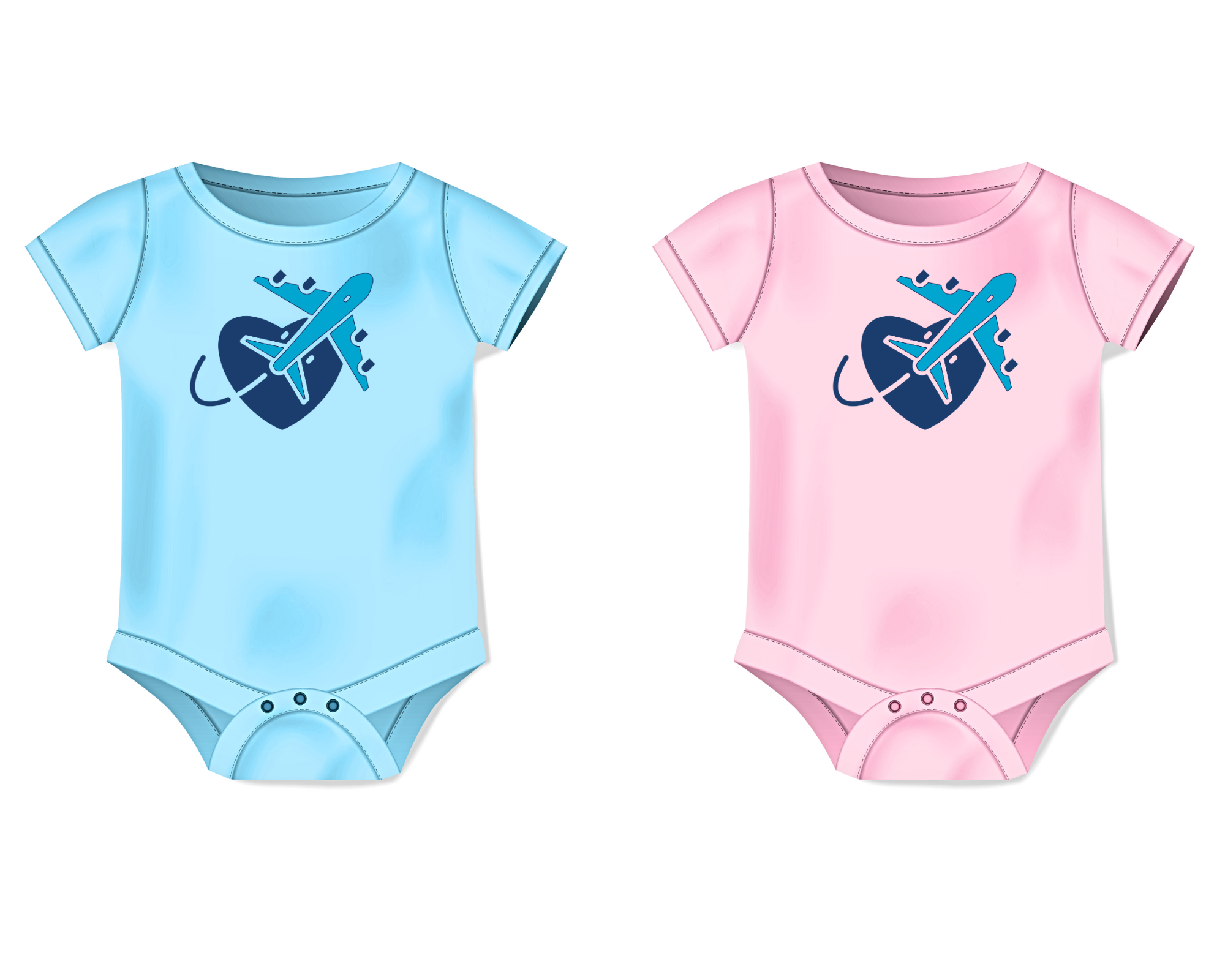 Valentine Blue Heart With Plane Infant Onesie