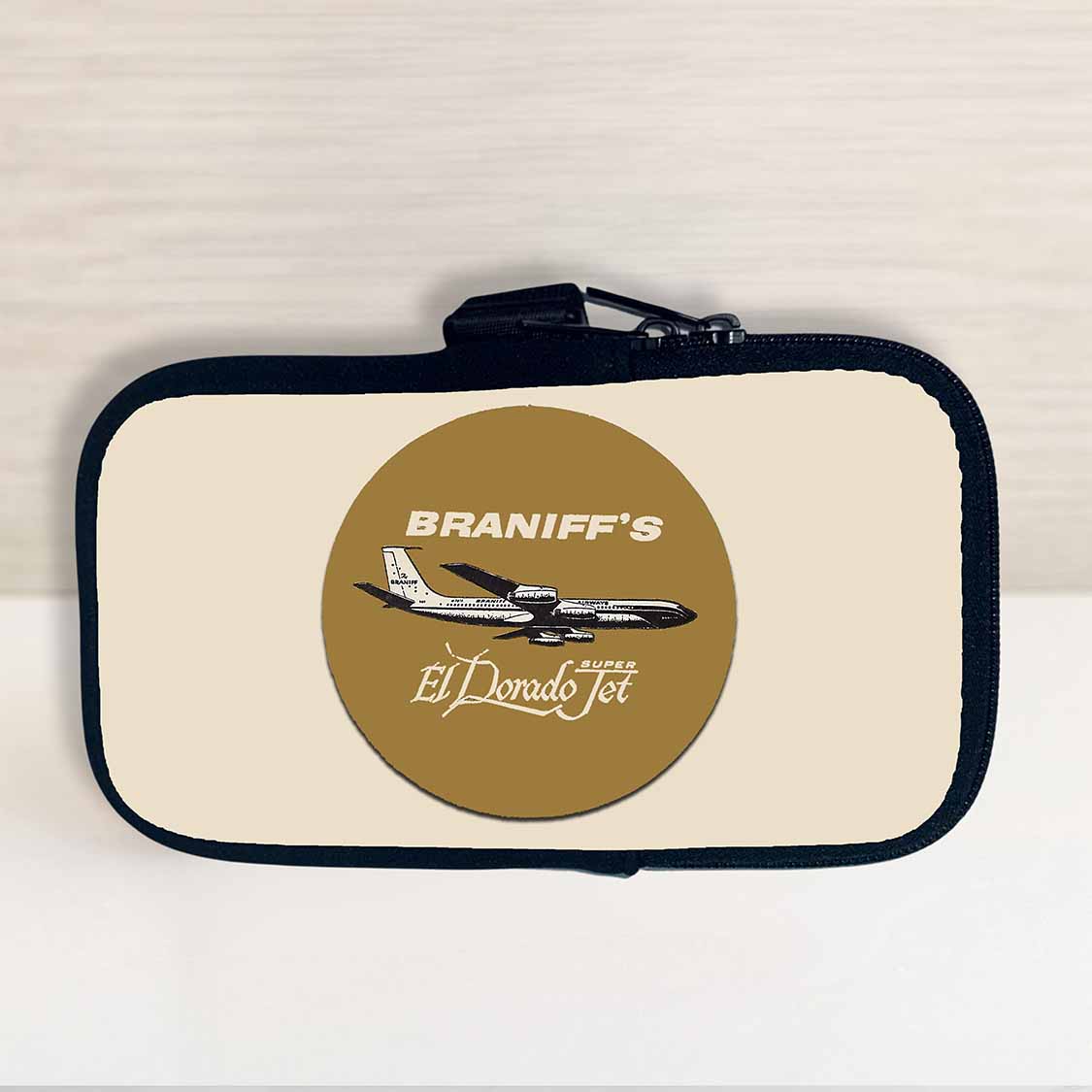 Braniff International Airways Golden El Dorado Jets Bag Sticker Travel Pouch