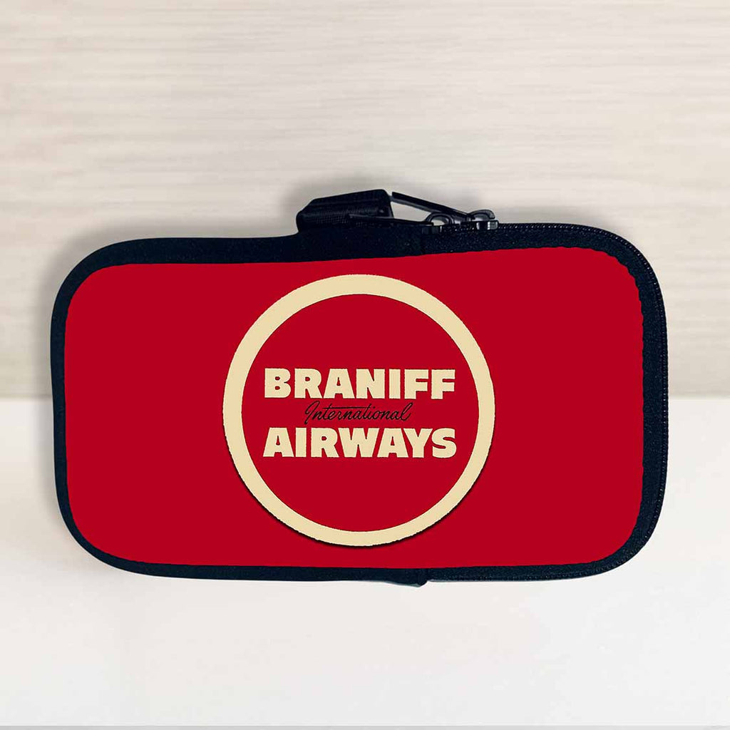 Braniff Airways Red Logo Bag Sticker Travel Pouch
