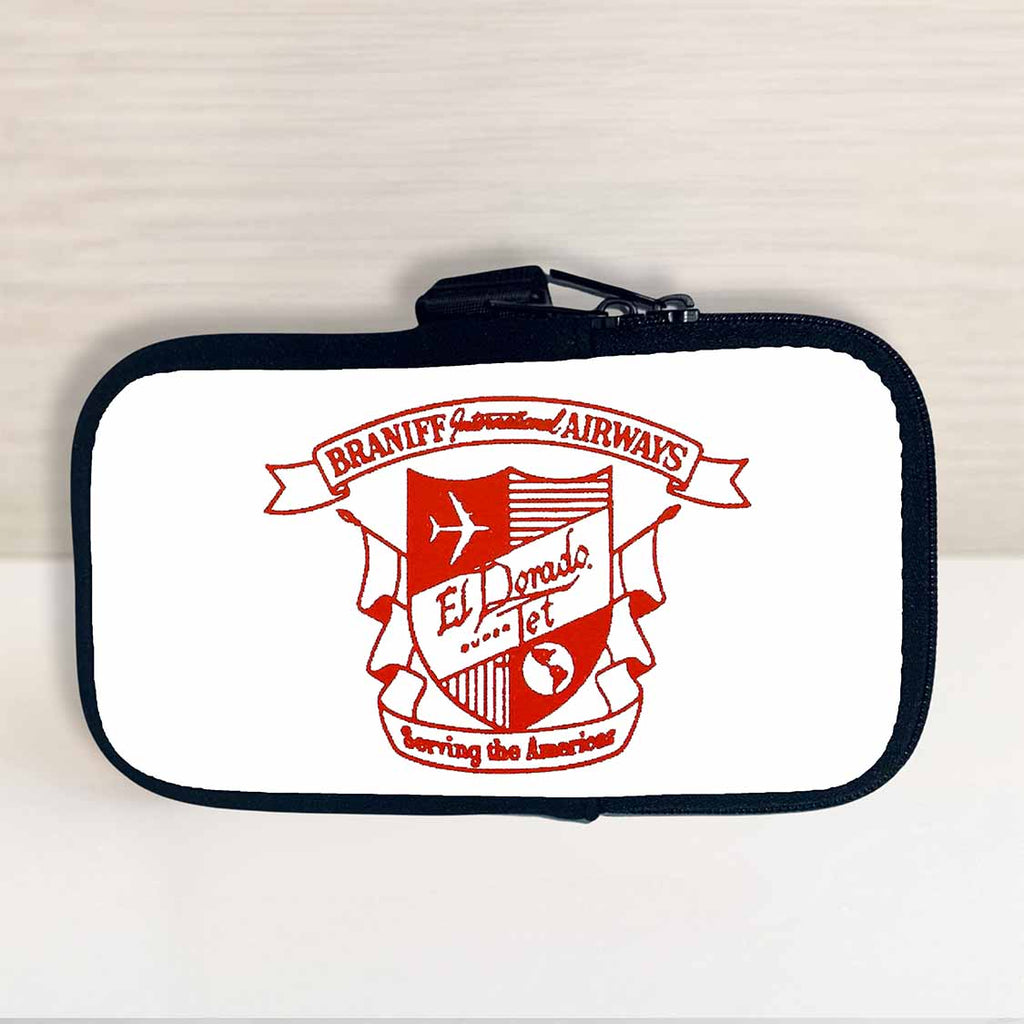 Braniff International Airways El Dorado Jet Shield Bag Sticker Travel Pouch