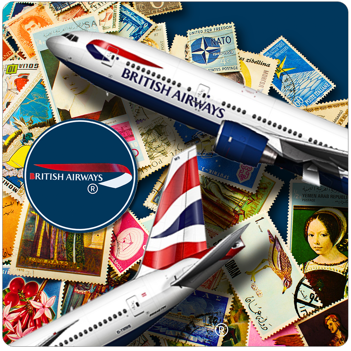 British Airways Stamped Sandstone Coaster