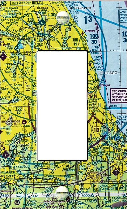 Wall Light Switch Cover | Single or Dual | Toggle or Rocker - Sectional Aeronautical Chart