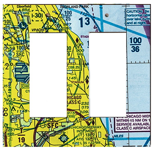 Wall Light Switch Cover | Single or Dual | Toggle or Rocker - Sectional Aeronautical Chart