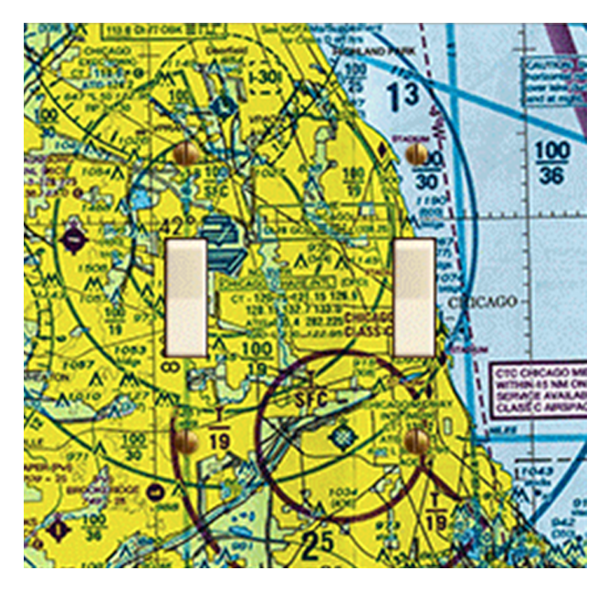 Wall Light Switch Cover | Single or Dual | Toggle or Rocker - Sectional Aeronautical Chart