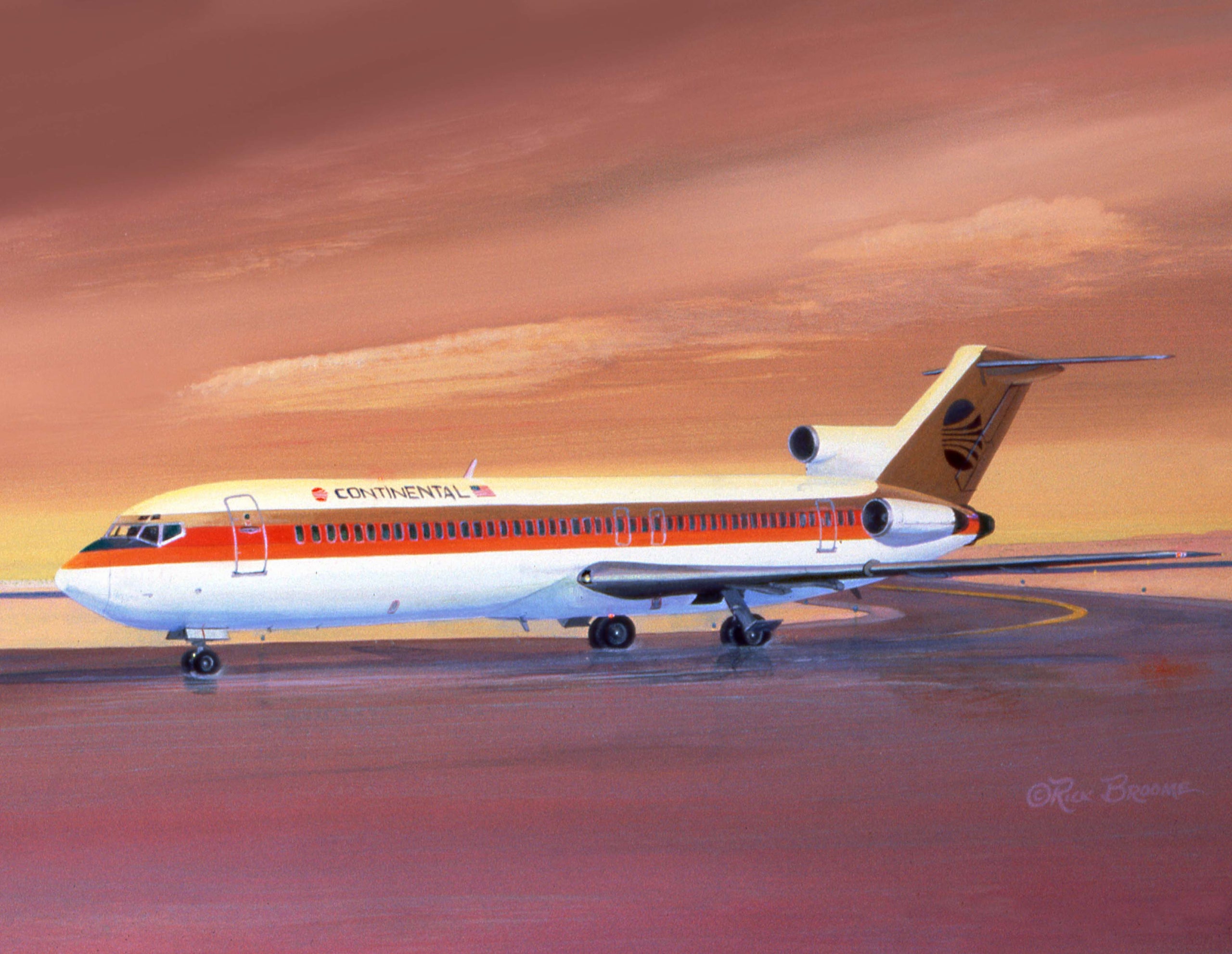 Continental Airline 727 Note Cards by Rick Broome - Pack of 12
