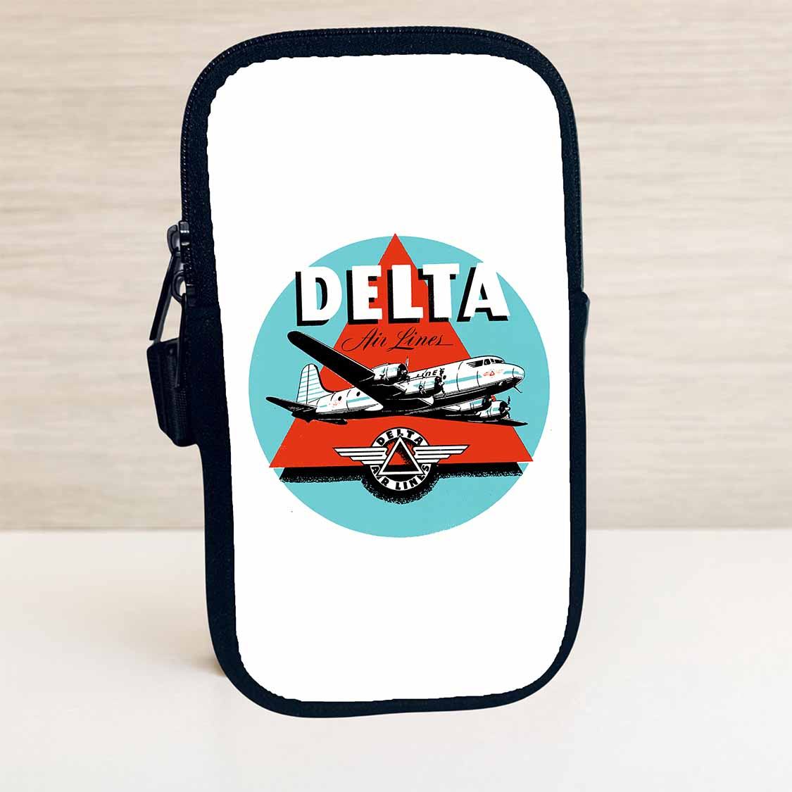 Delta Air Lines Vintage 1950's Light Blue Bag Sticker Travel Pouch
