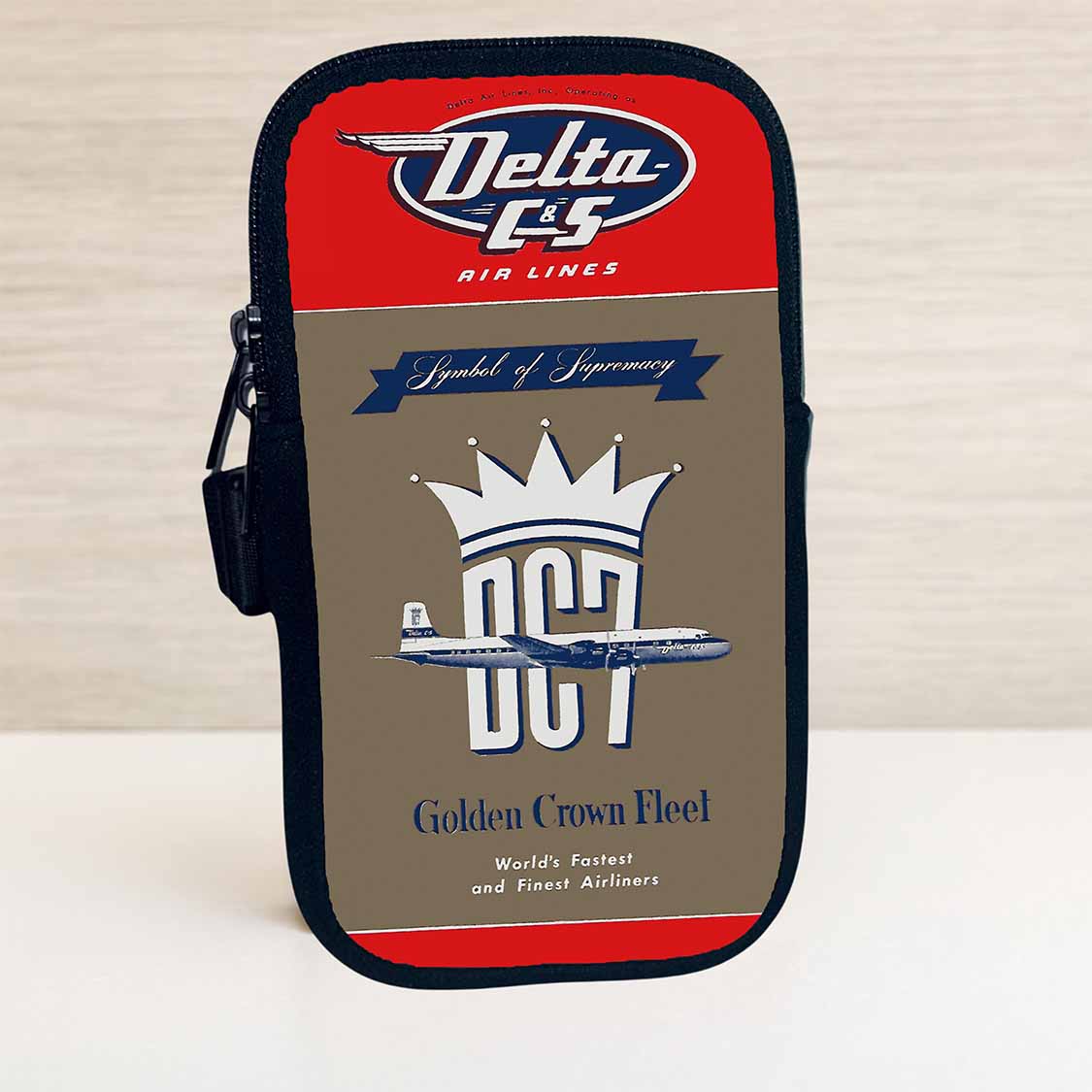 Delta DC-7 Golden Crown Fleet Bag Sticker Travel Pouch