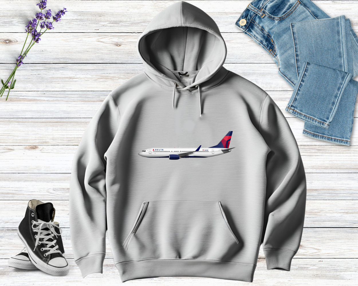 Delta Air Lines Livery Hooded Sweatshirt Screen Printed