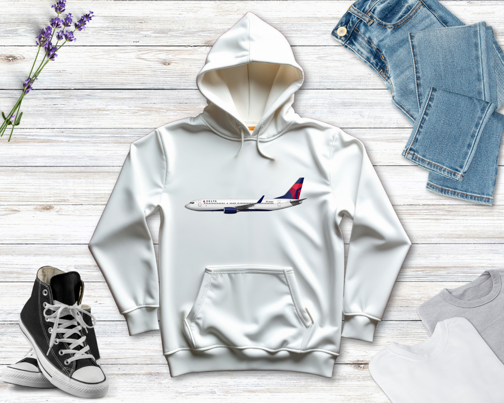 Delta Air Lines Livery Hooded Sweatshirt Screen Printed