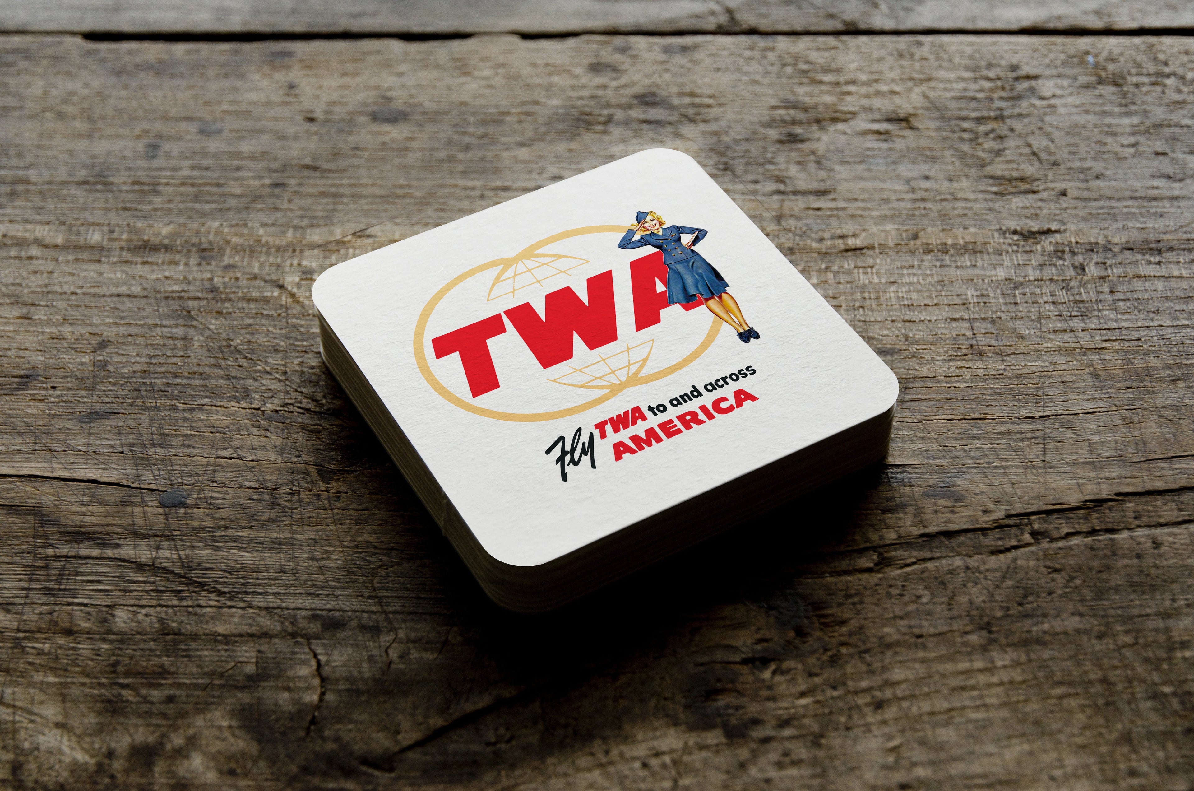 Fly TWA To And Across America - Square Sandstone Coaster