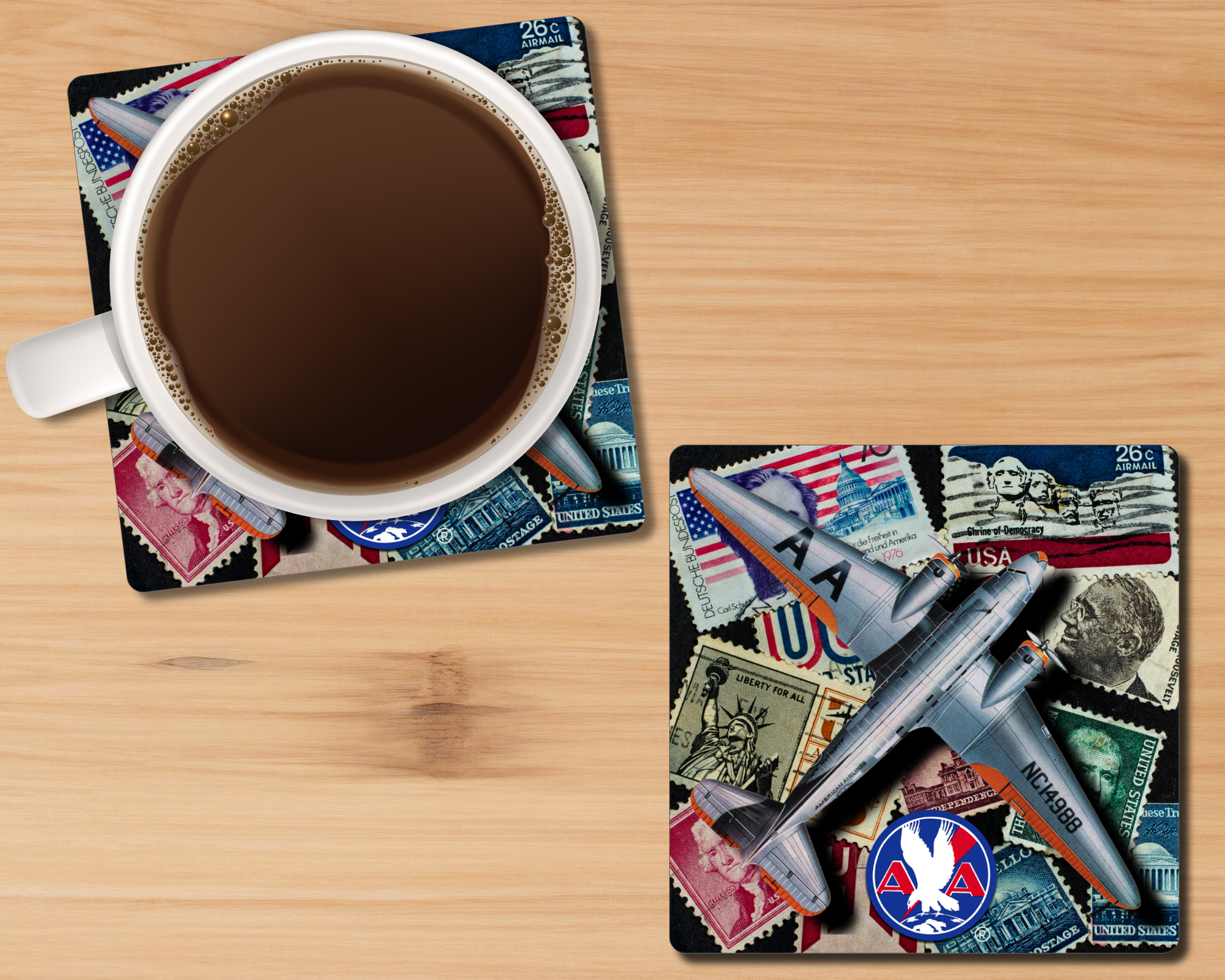 AA 1934 Stamped Sandstone Coaster