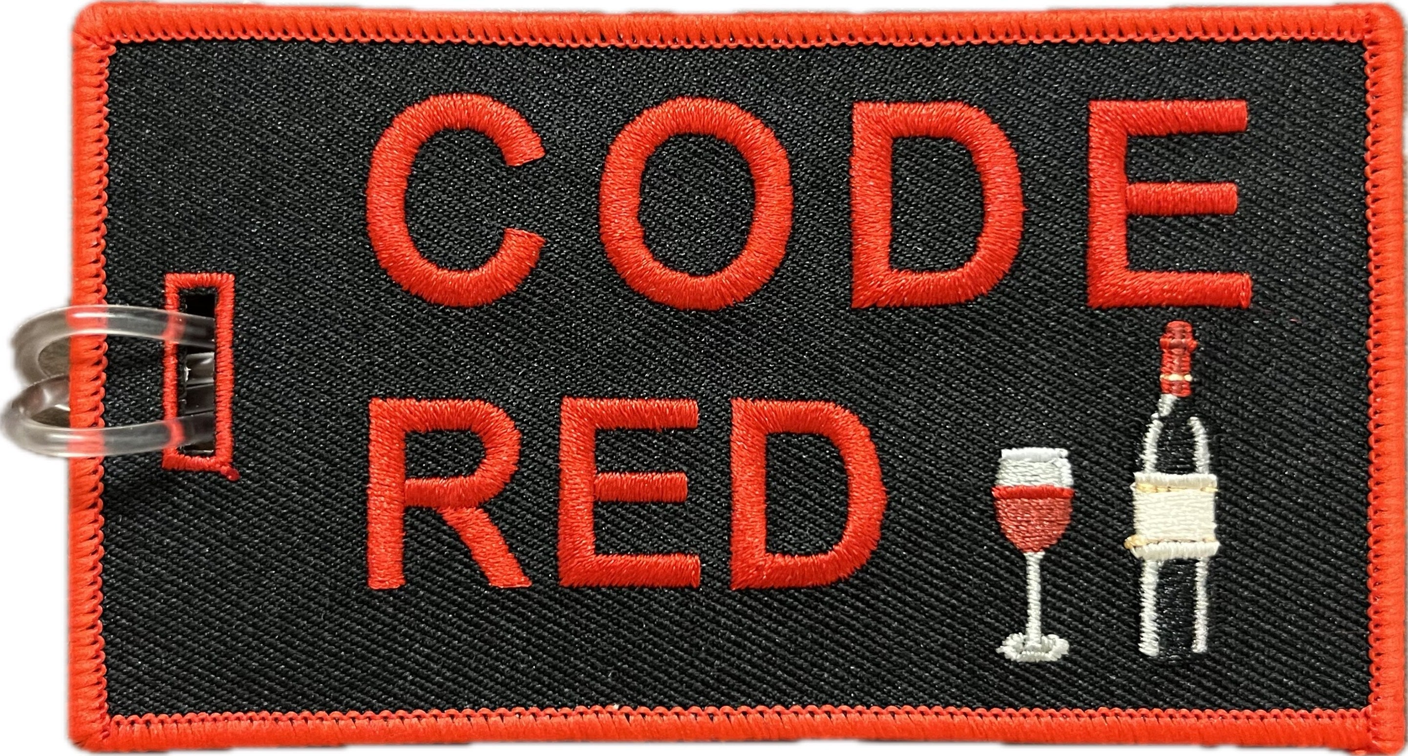 Code Red - Embroidered Bag Tag - (Black/Red)