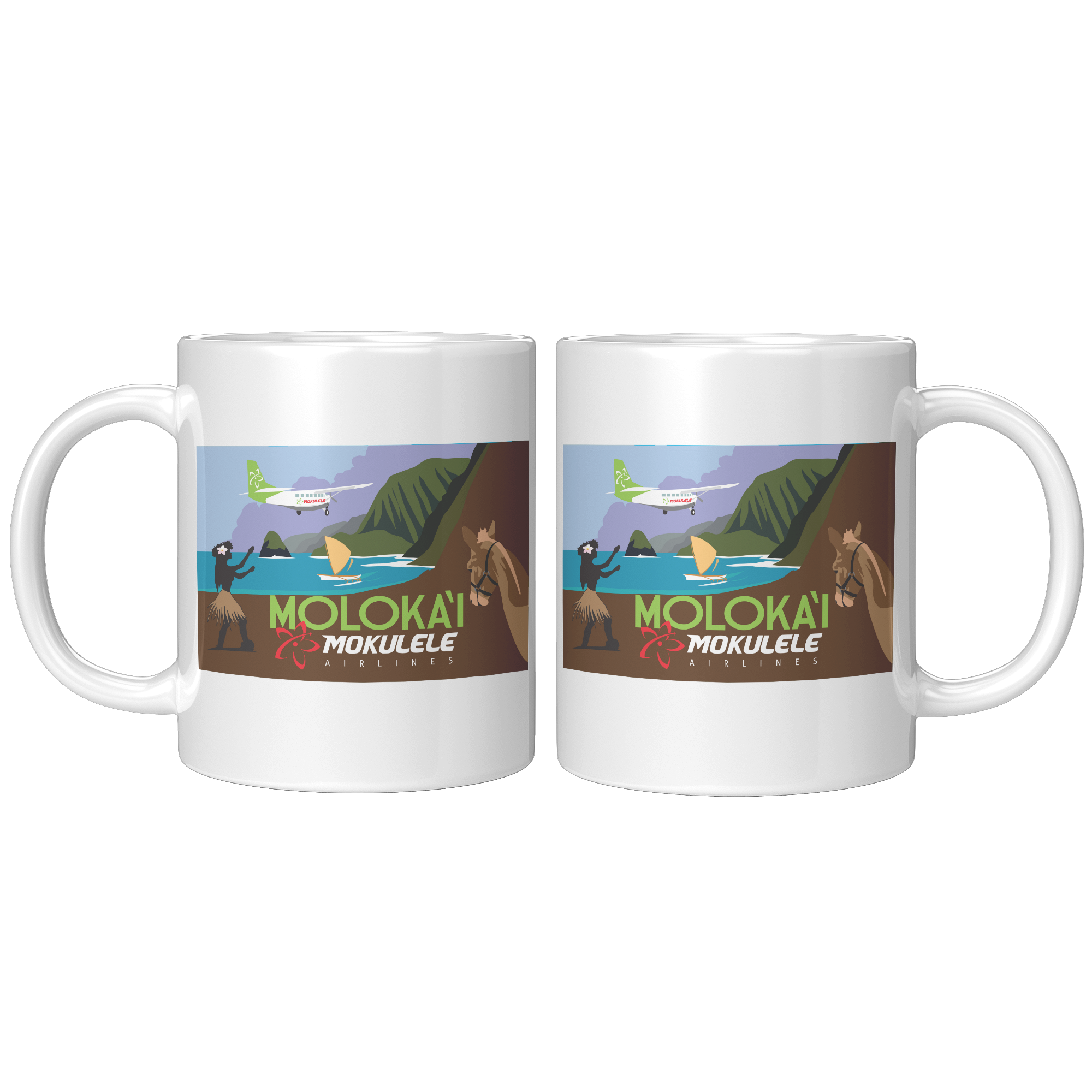 Mokulele Airlines Coffee Mug Featuring Molokai, Hawaii - Aviation Gift
