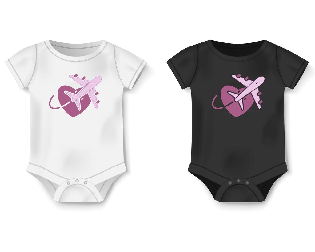 Pink Valentine Heart With Pink Plane Infant Onesie