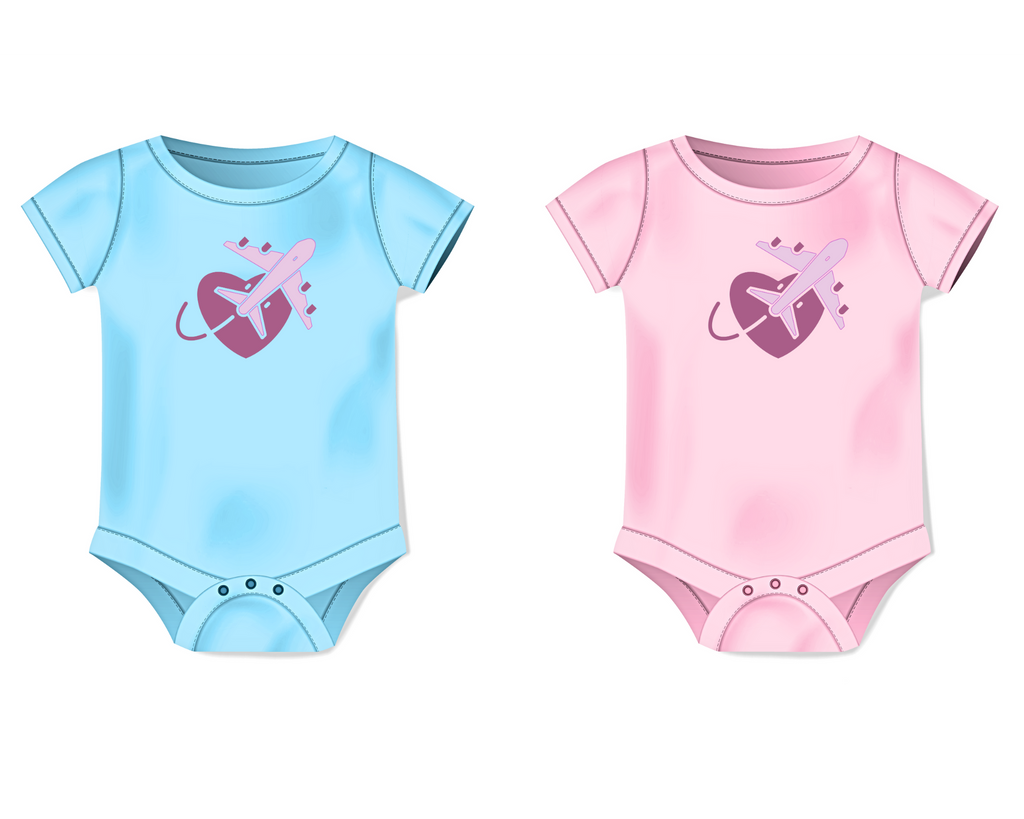 Pink Valentine Heart With Pink Plane Infant Onesie