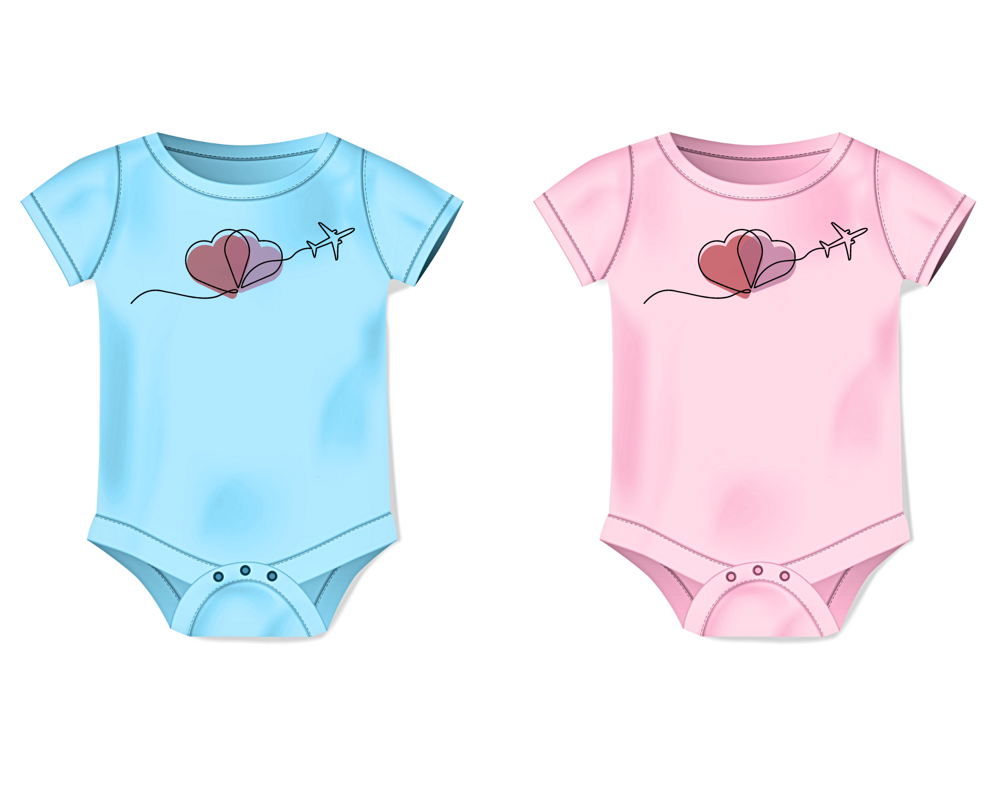 Valentine Plane Double Love Infant Onesie
