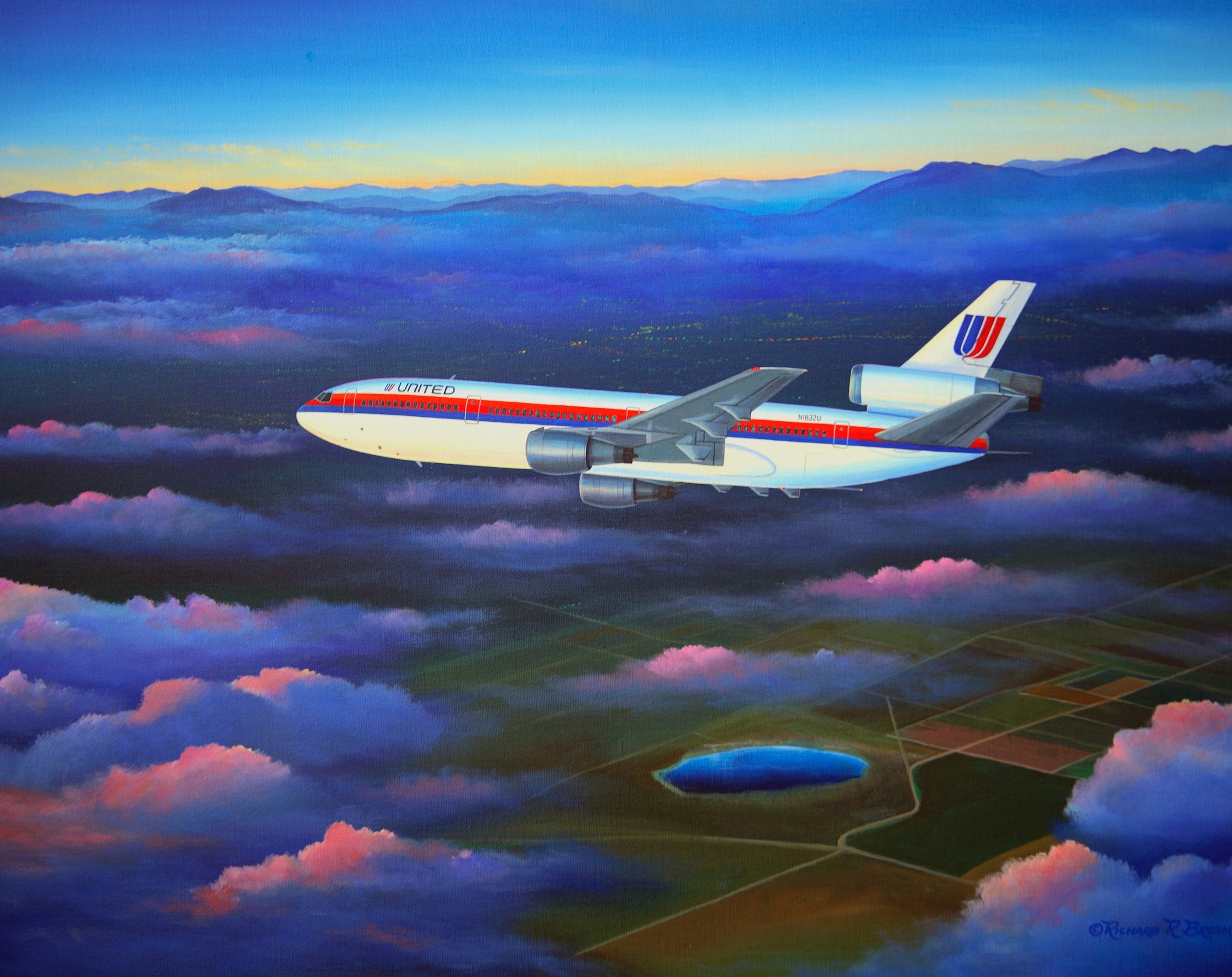 United Airlines DC10 Note Card by Rick Broome