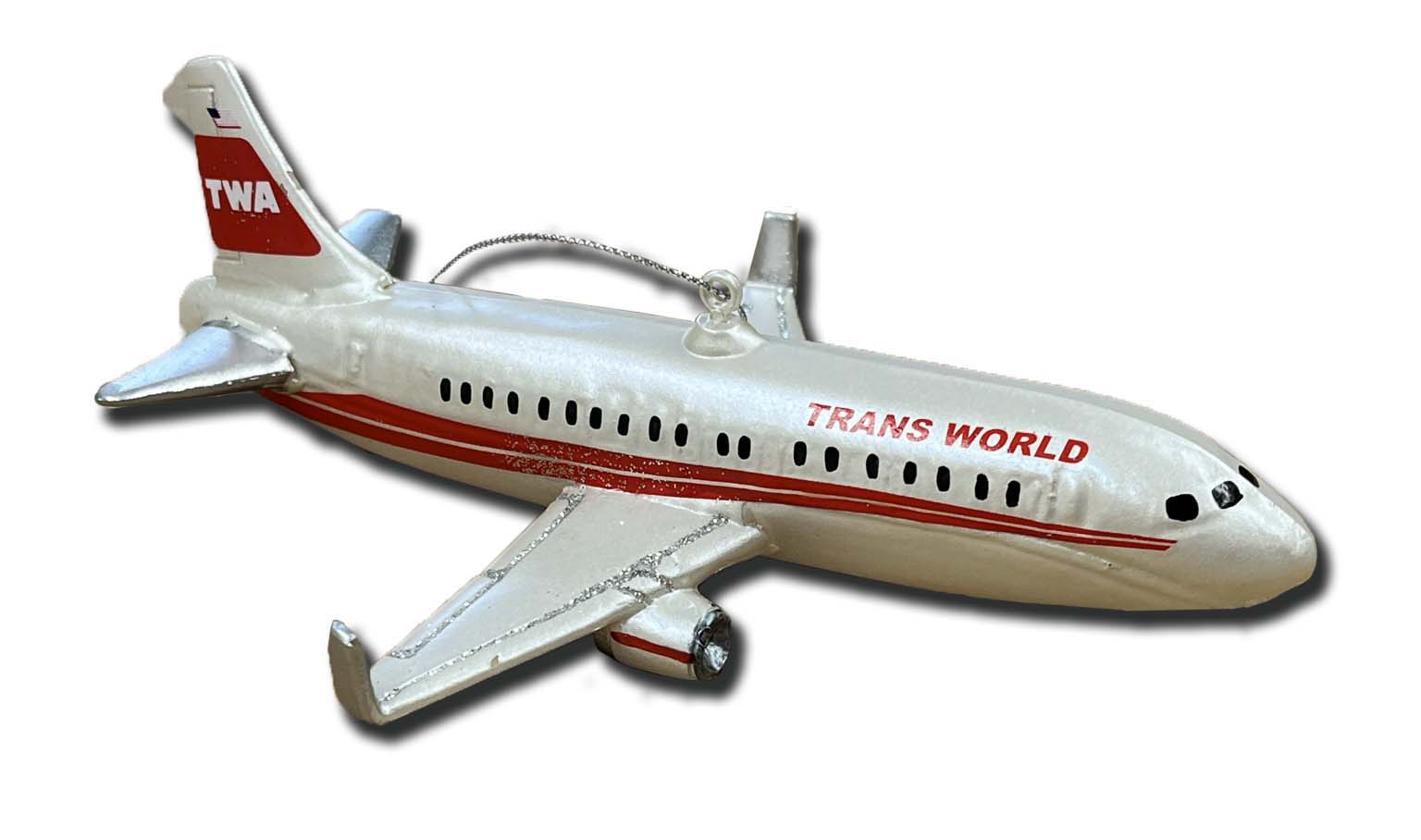 TWA Red Livery Airplane Christmas Ornament