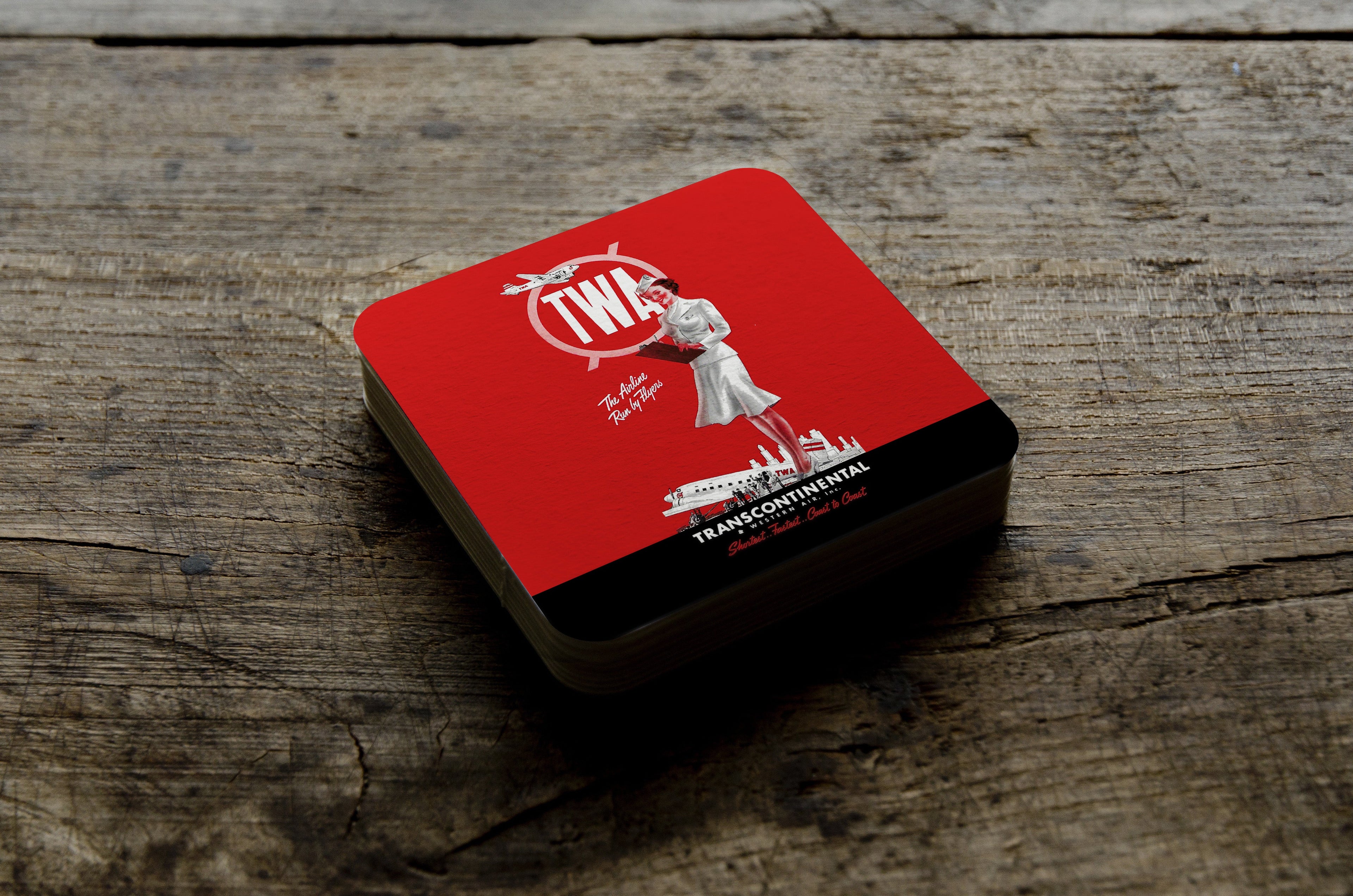TWA 1940 Stewardess Timetable Cover Square Sandstone Coaster
