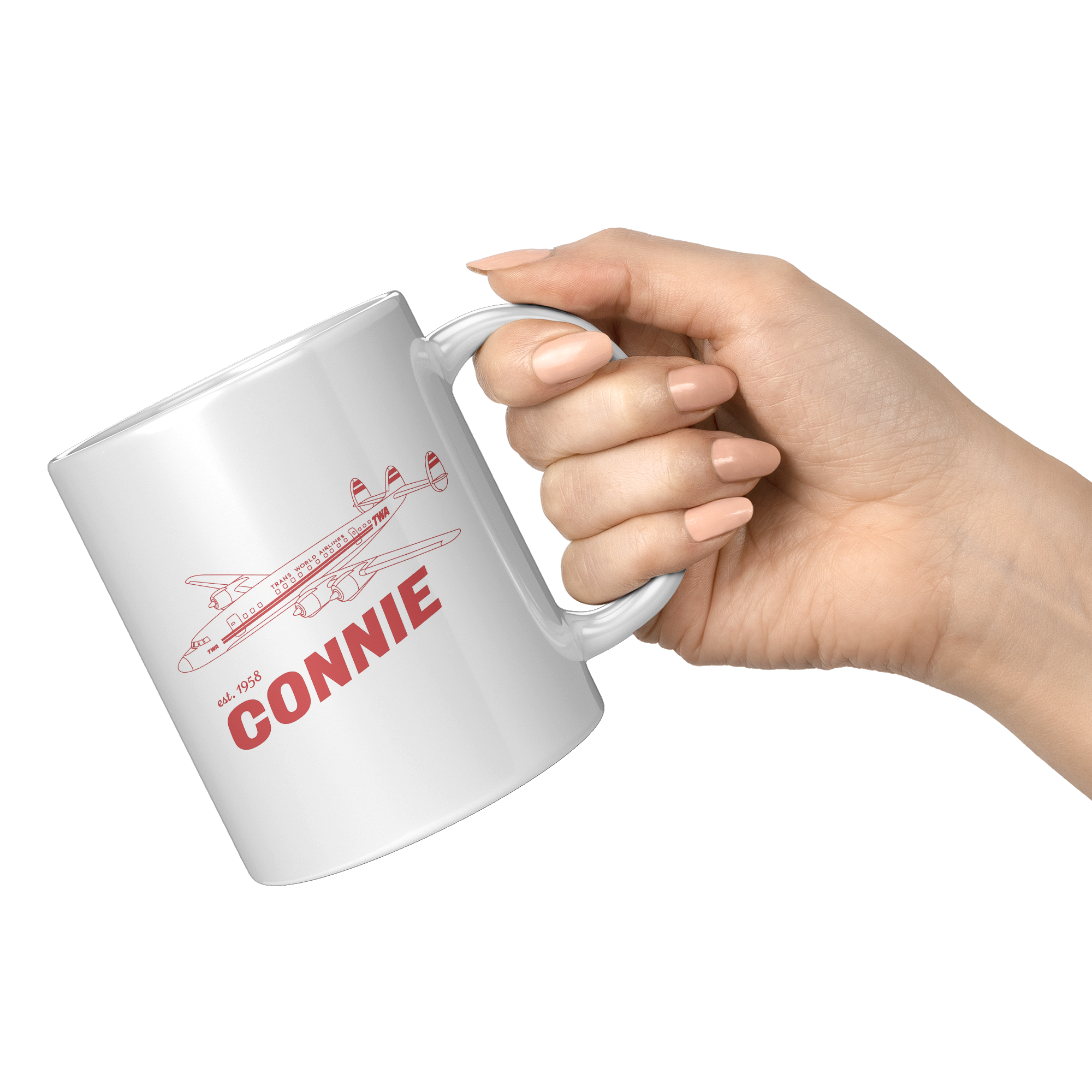 TWA_Connie_Coffee_Mug_-_Vintage_Image_fr_11oz_White_RH_Model_Mockup.png